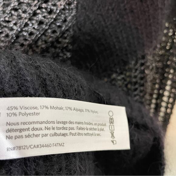 Eileen Fisher Black Metallic Open Knit Sweater Mohair Alpaca NWT - Picture 10 of 10